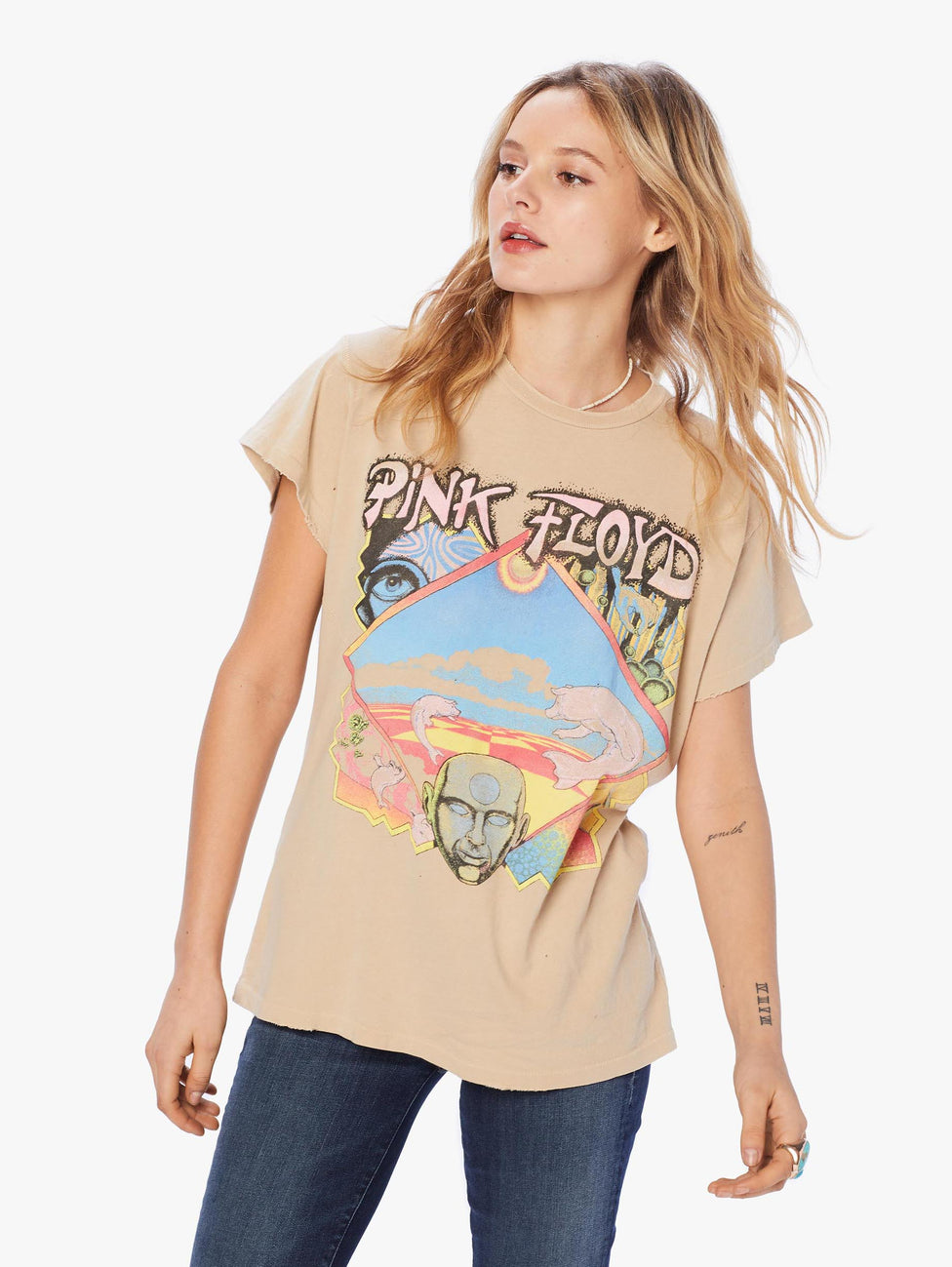 MadeWorn Pink Floyd Pig Dolphins Crew Tee - Taupe